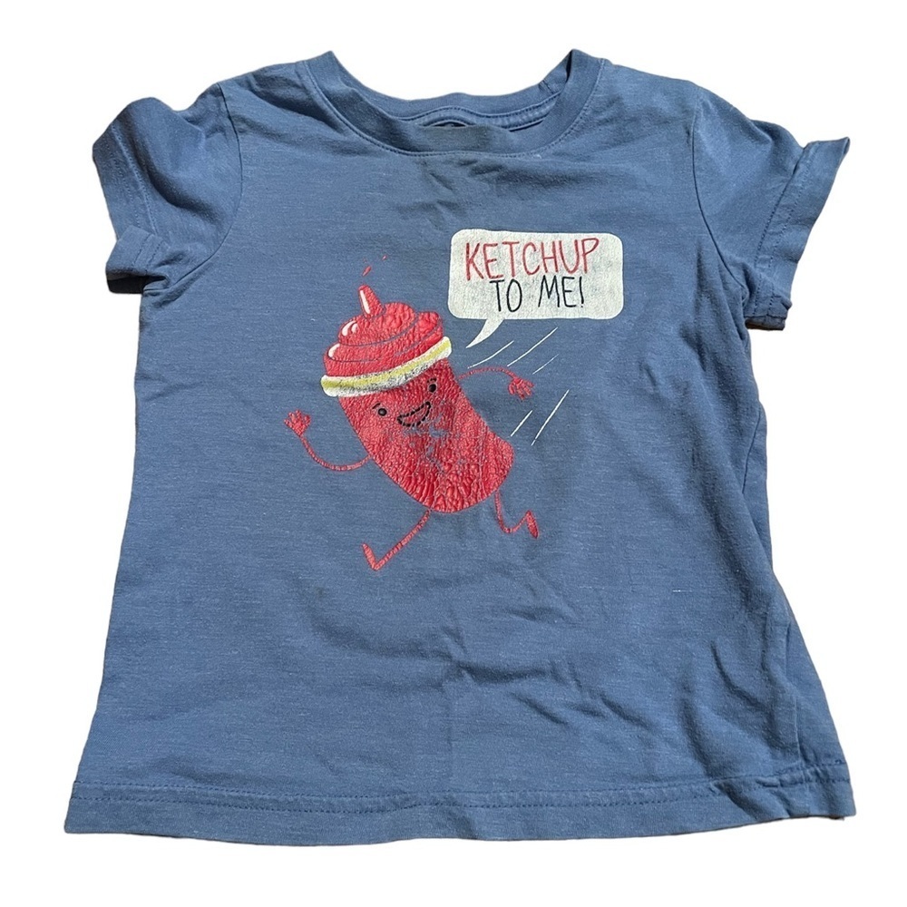 Blue 2T ketchup and mustard T-shirt